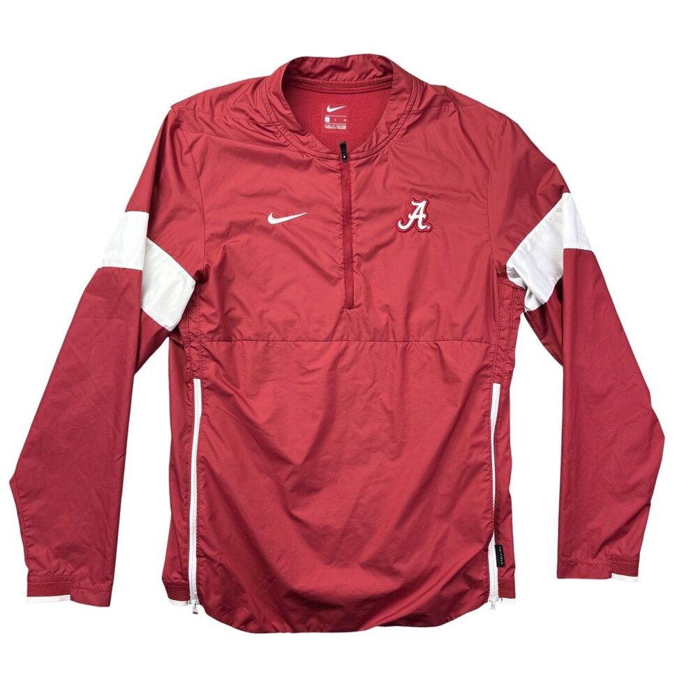 Alabama Crimson Tide Pullover Men's Small Red 1/4 Zip NIKE On Field Pockets Top